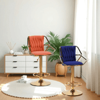 Elegant Velvet Barstools with Golden Base