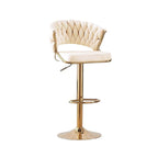 Elegant Velvet Padded Golden Base Barstools