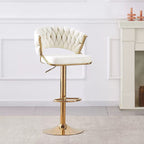 Elegant Velvet Padded Golden Base Barstools