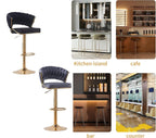 Elegant Velvet Padded Golden Base Barstools
