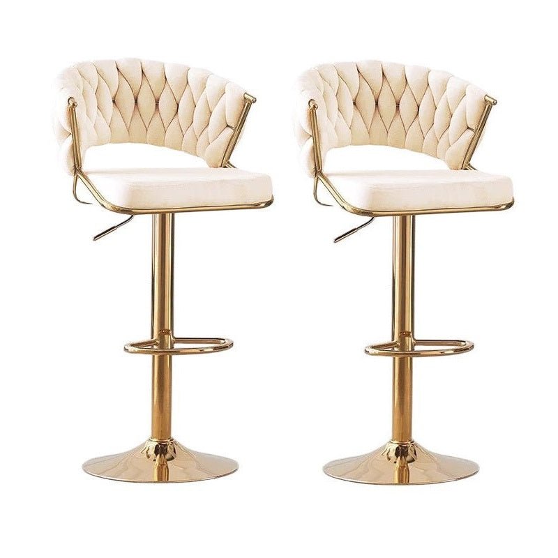 Elegant Velvet Padded Golden Base Barstools