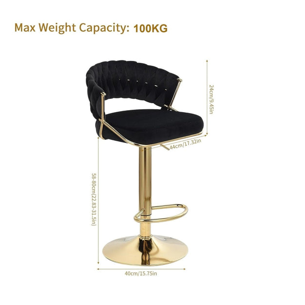 Elegant Velvet Padded Golden Base Barstools