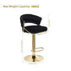 Elegant Velvet Padded Golden Base Barstools