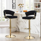 Elegant Velvet Padded Golden Base Barstools