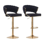 Elegant Velvet Padded Golden Base Barstools