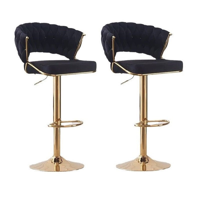 Elegant Velvet Padded Golden Base Barstools