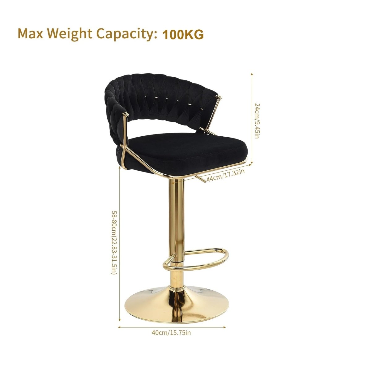 Elegant Velvet Padded Golden Base Barstools