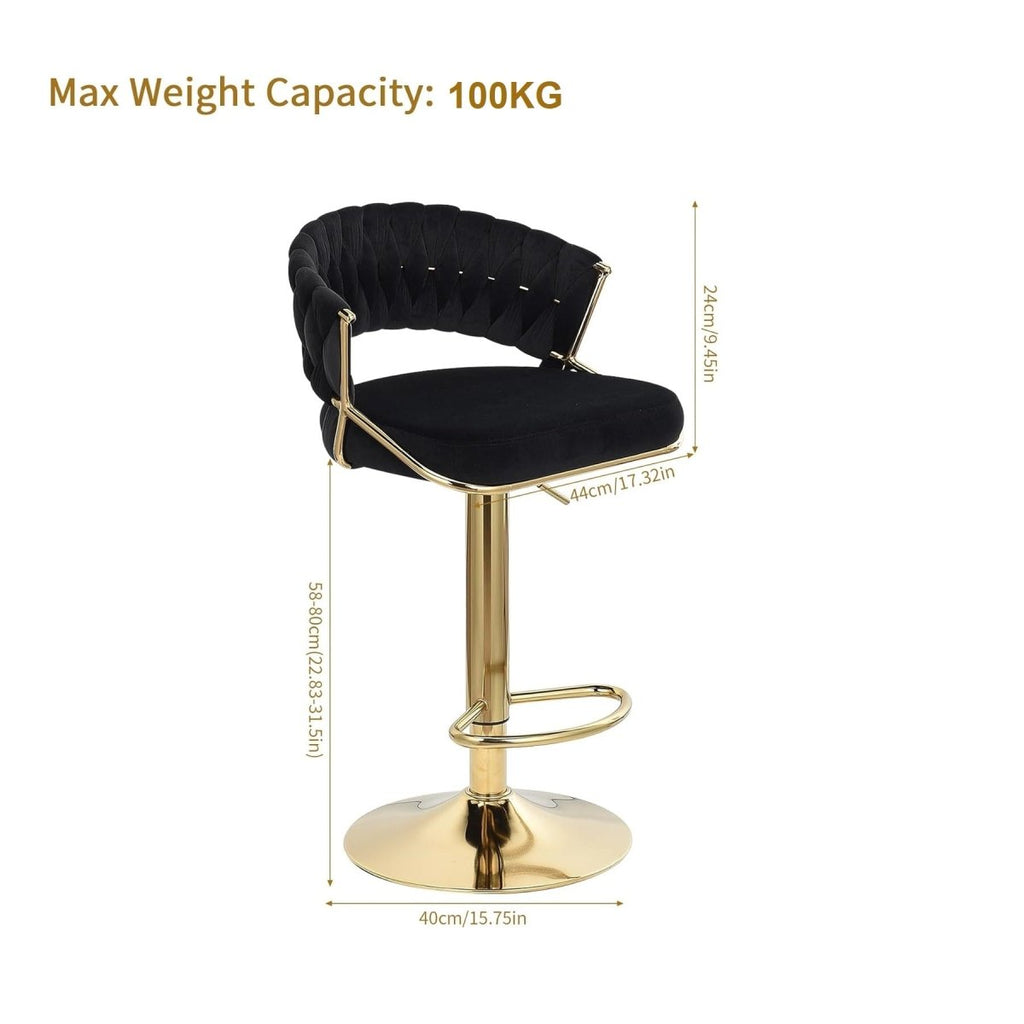 Elegant Velvet Padded Golden Base Barstools