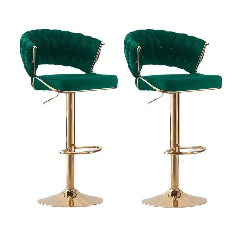 Elegant Velvet Padded Golden Base Barstools