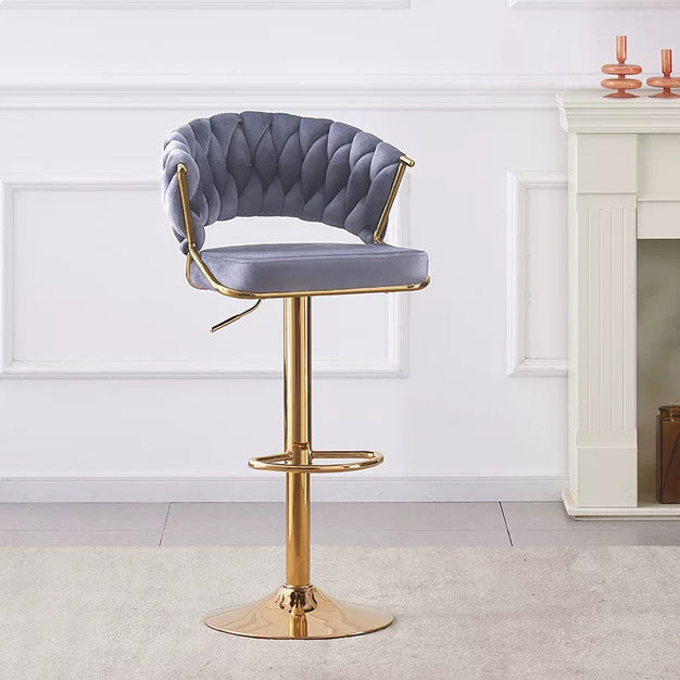 Elegant Velvet Padded Golden Base Barstools