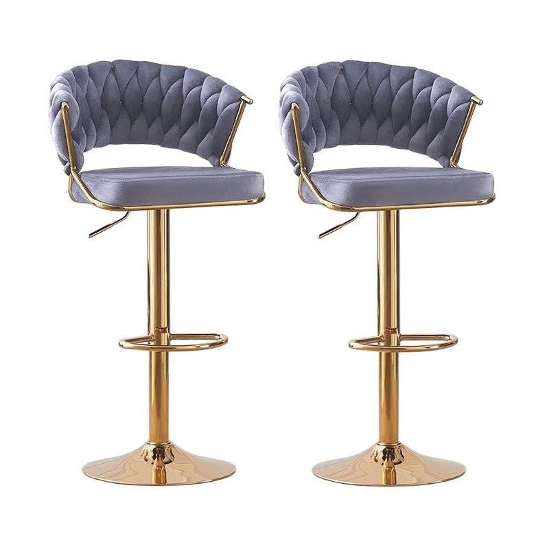 Elegant Velvet Padded Golden Base Barstools