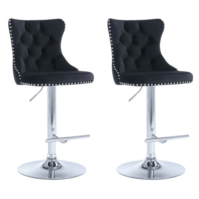 SERENITÀ Adjustable Black Velvet Bar Stools