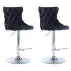 SERENITÀ Adjustable Black Velvet Bar Stools