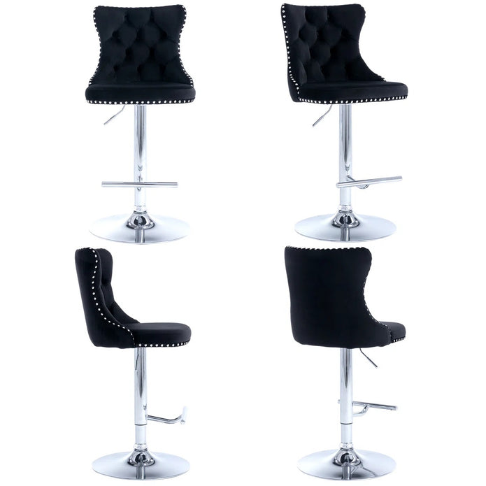 SERENITÀ Adjustable Black Velvet Bar Stools