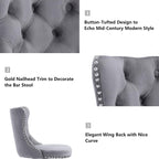 Elegant Gray Velvet Adjustable Bar Stools