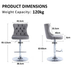 Elegant Gray Velvet Adjustable Bar Stools