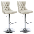 SERENITÀ Ivory Velvet Adjustable Bar Stools