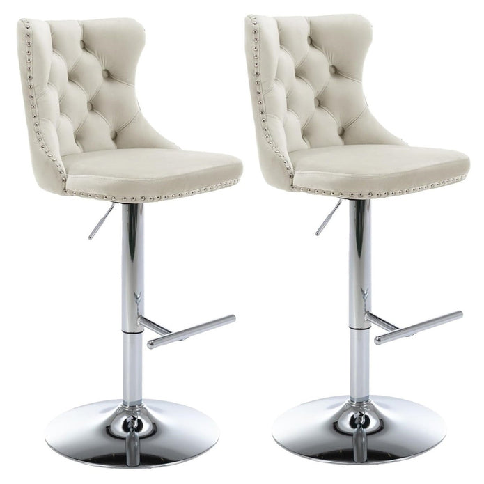 SERENITÀ Ivory Velvet Adjustable Bar Stools