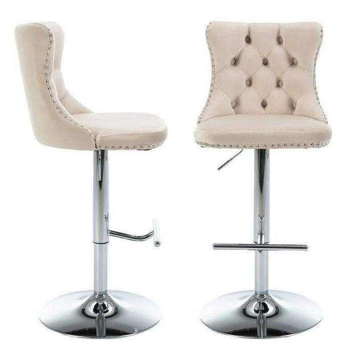 SERENITÀ Ivory Velvet Adjustable Bar Stools