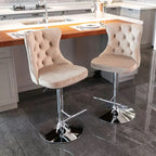 SERENITÀ Ivory Velvet Adjustable Bar Stools