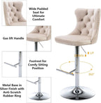 SERENITÀ Ivory Velvet Adjustable Bar Stools