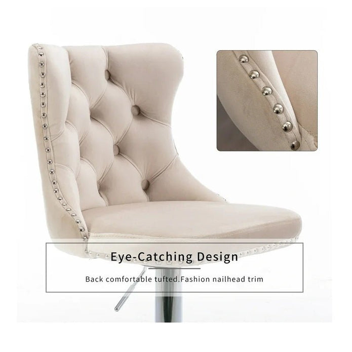 SERENITÀ Ivory Velvet Adjustable Bar Stools