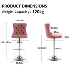 SERENITÀ Pink Velvet Adjustable Bar Stools
