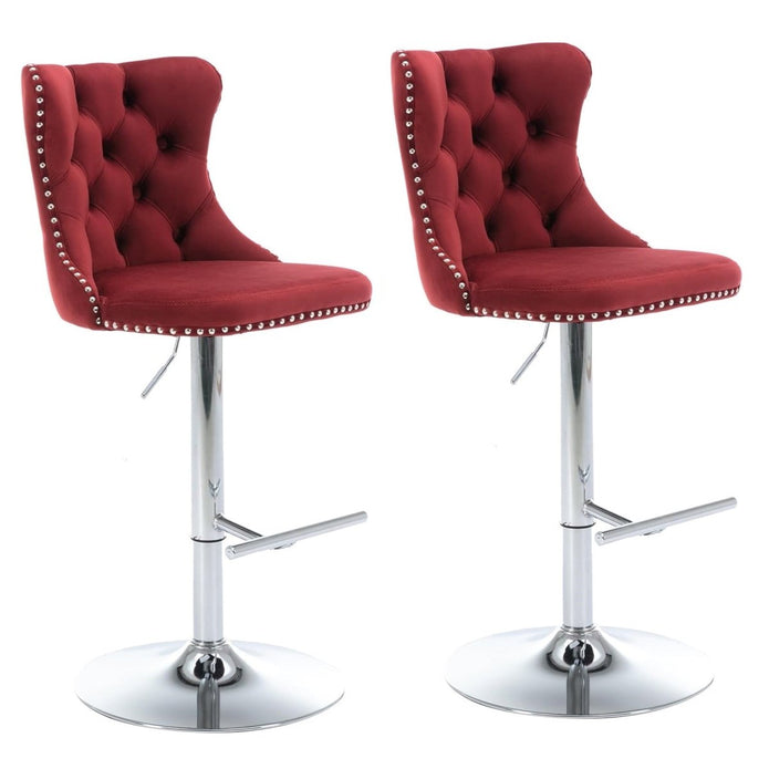 SERENITà Adjustable Red Velvet Bar Stools