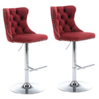 SERENITà Adjustable Red Velvet Bar Stools