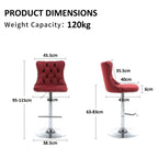 SERENITà Adjustable Red Velvet Bar Stools