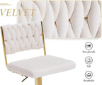 Velvet Bar Stools with Braided Back and Gold Legs