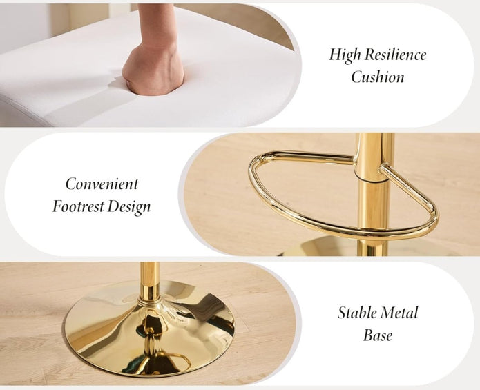 Velvet Bar Stools with Braided Back and Gold Legs