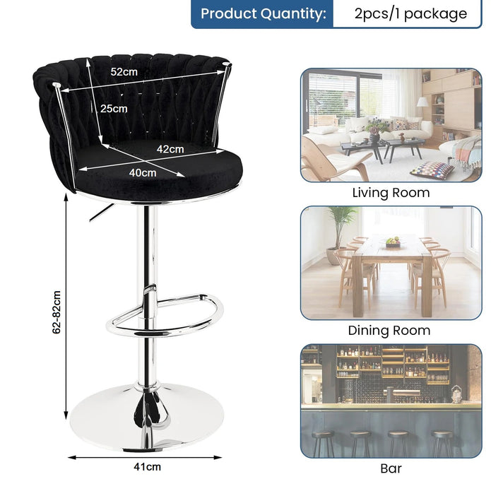 SERENITà Modern Swivel Velvet Counter Stool Set