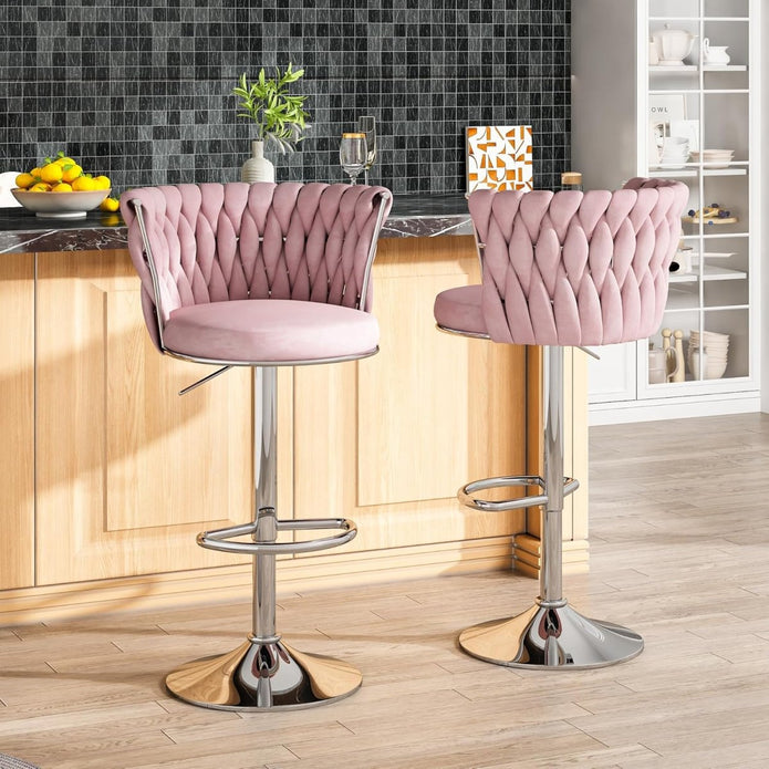 SERENITà Modern Swivel Velvet Counter Stool Set