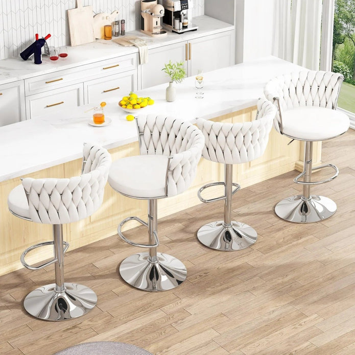 SERENITà Modern Swivel Velvet Counter Stool Set