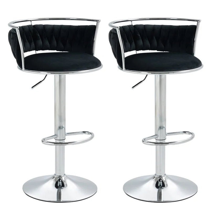 SERENITà Silver Velvet Adjustable Counter Stools