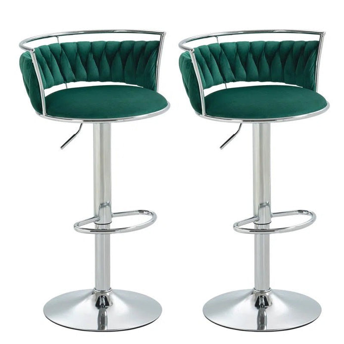 SERENITà Silver Velvet Adjustable Counter Stools