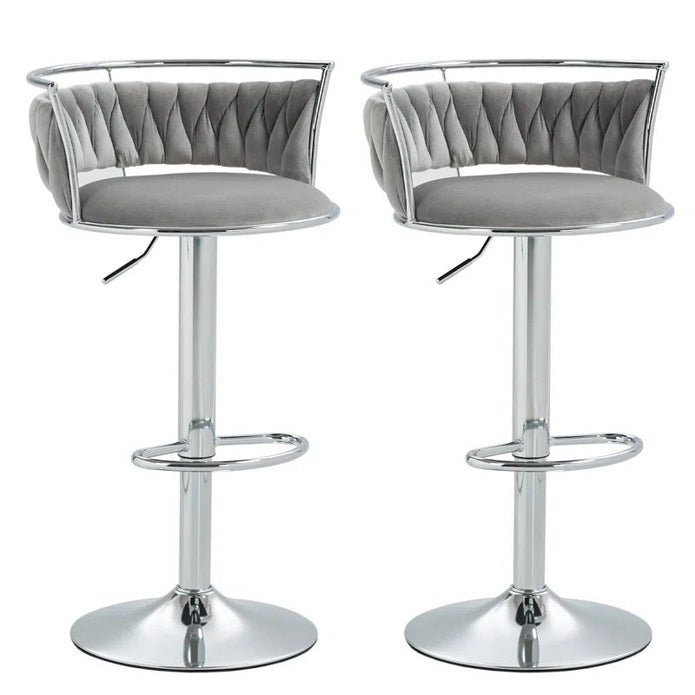 SERENITà Silver Velvet Adjustable Counter Stools