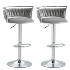 SERENITà Silver Velvet Adjustable Counter Stools