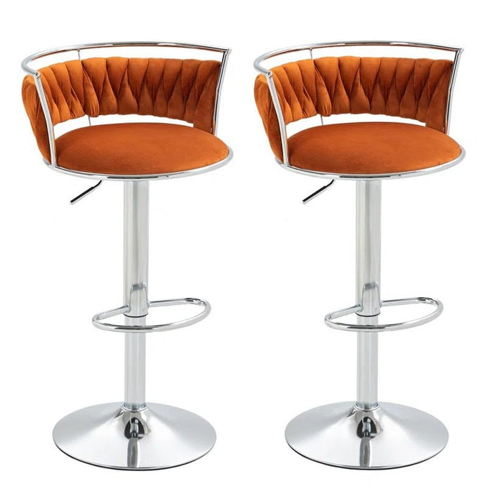 SERENITà Silver Velvet Adjustable Counter Stools