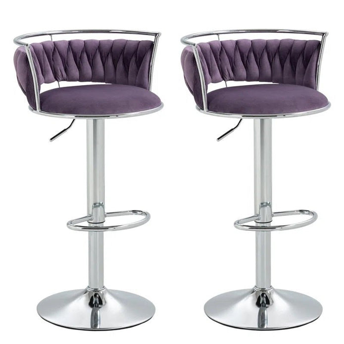 SERENITà Silver Velvet Adjustable Counter Stools