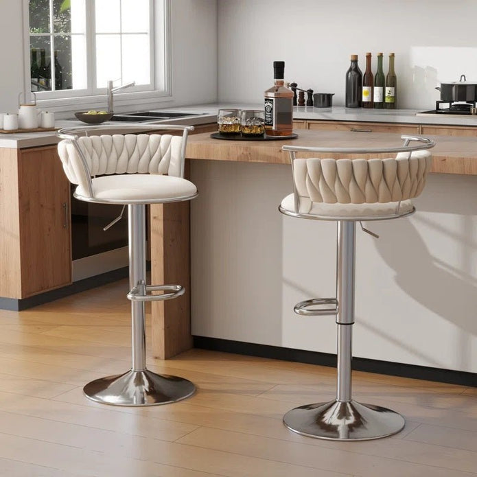 SERENITà Silver Velvet Adjustable Counter Stools