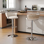 SERENITà Silver Velvet Adjustable Counter Stools