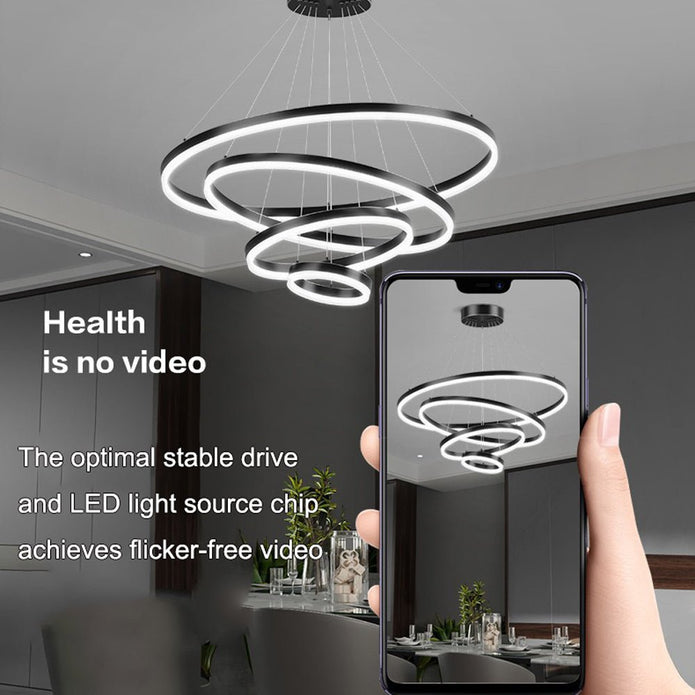 Black Minimalist 5 Rings LED Pendant Light