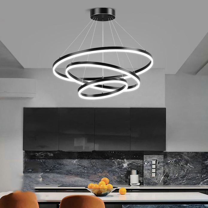 Black Minimalist 5 Rings LED Pendant Light