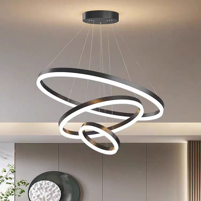 Black Minimalist 5 Rings LED Pendant Light