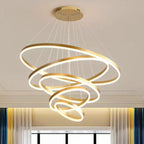 Gold 5-Ring Minimalist LED Chandelier Light