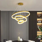 Gold 5-Ring Minimalist LED Chandelier Light