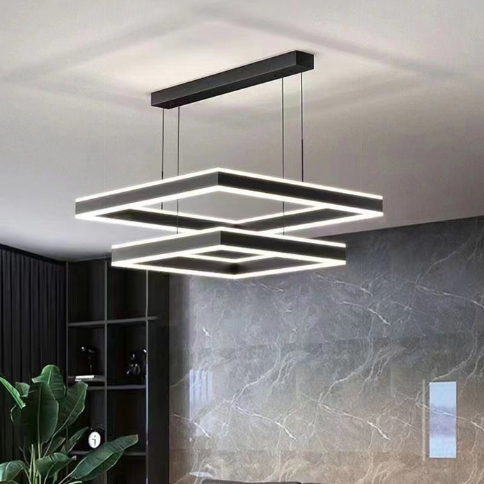 Modern Adjustable LED Square Pendant Chandelier
