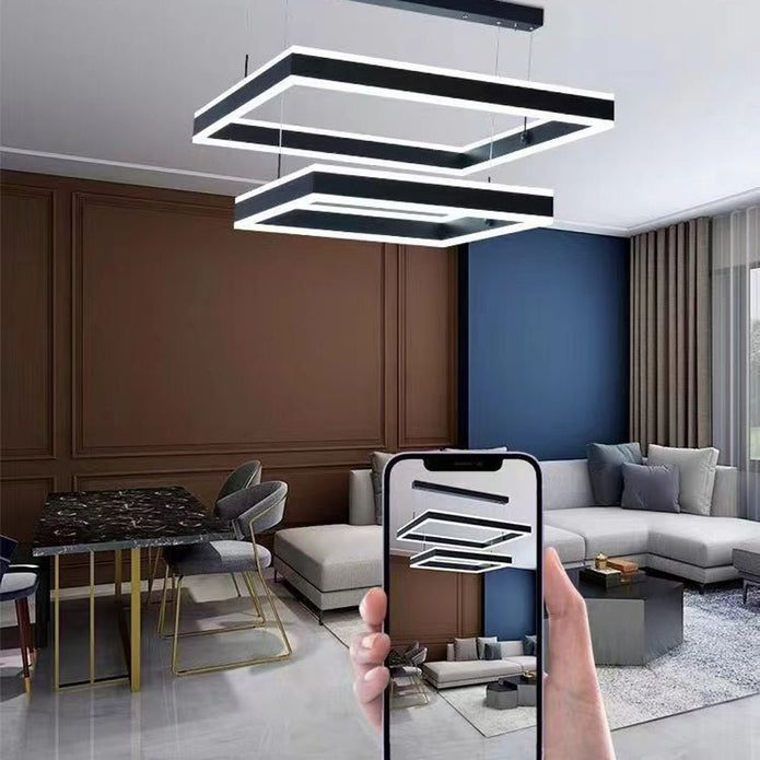 Modern Adjustable LED Square Pendant Chandelier